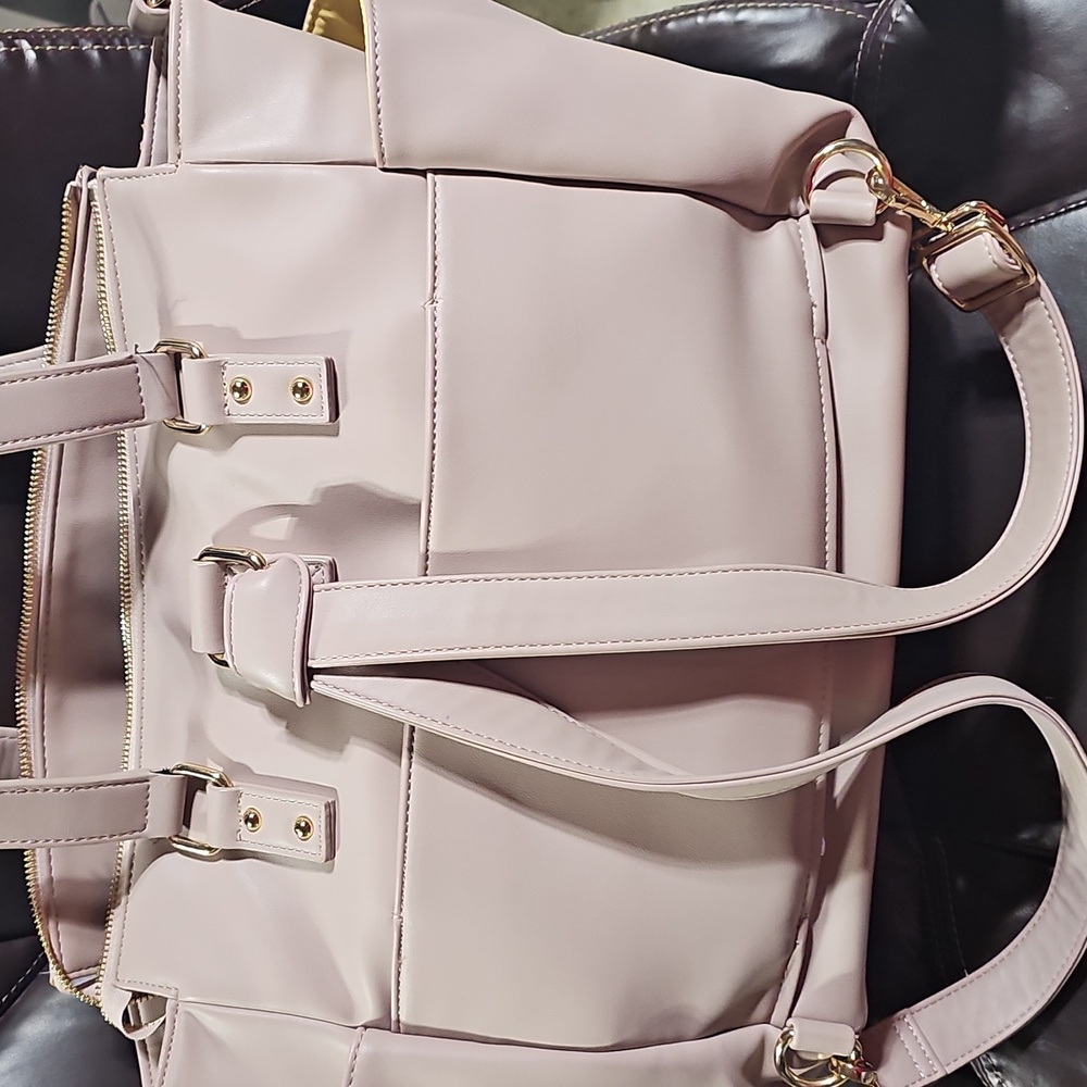 West Elm Beige Gemini Backpack Tote with Gold Accents - Picture 3 of 5